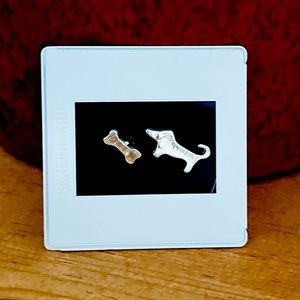 Dog / Dachshund Lovers:  Throw me a bone! Earrings in Silver